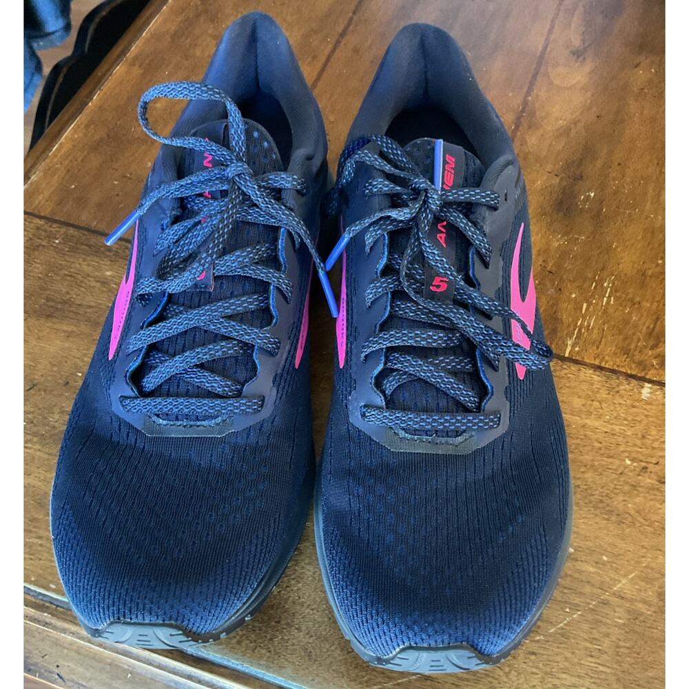 Brooks Anthem 5 Womens 9.5 Navy Pink Running Shoes Sneakers Training 1203651B436